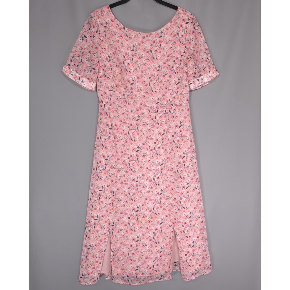 BODEN Jane Milkshake Pink Floral Dress Petite 4 Short Sleeve Knee Midi Women’s - Picture 1 of 11